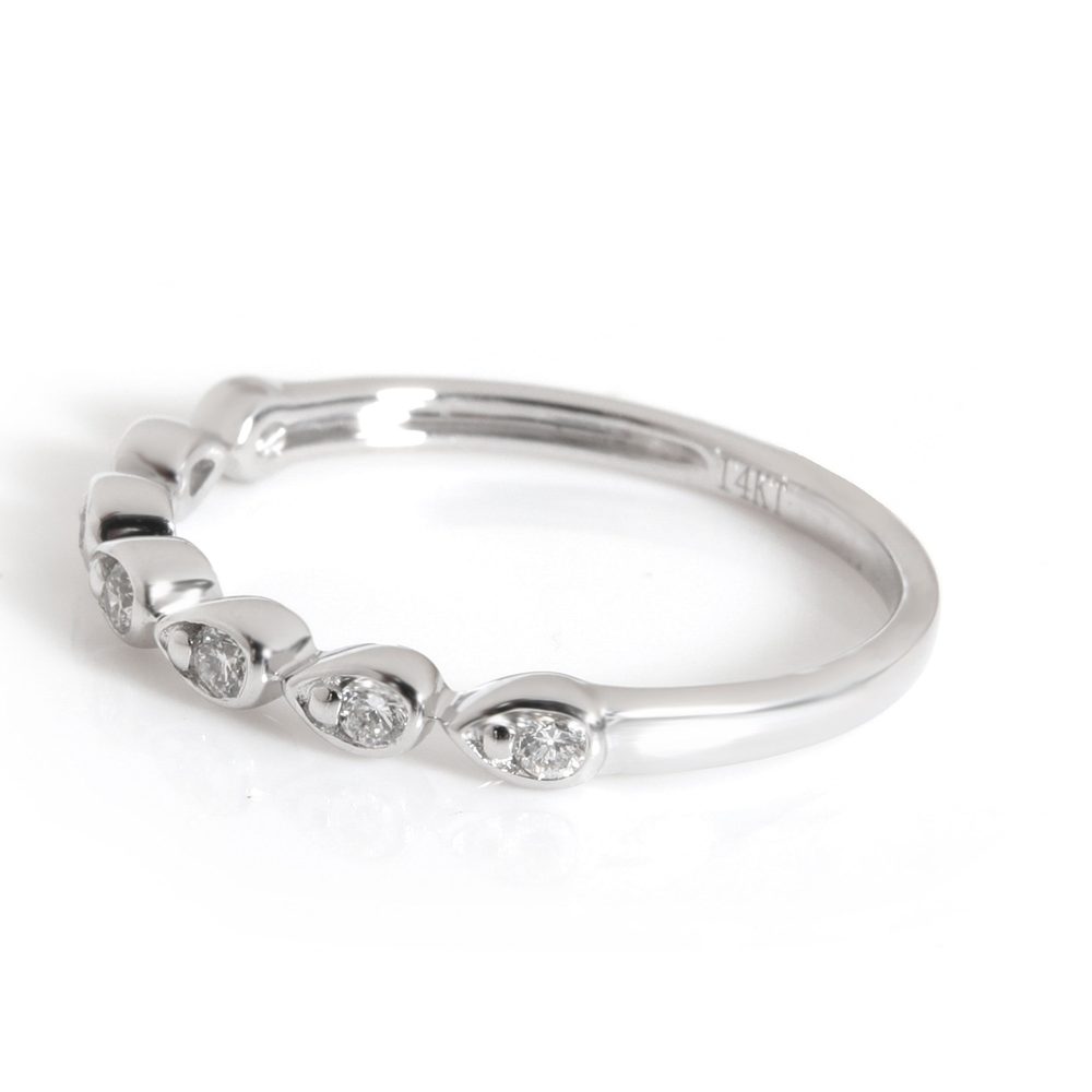 Bezel Set Stackable Diamond Ring In 14kt White Go… - image 2